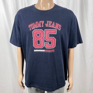 Vintage 2002 Tommy Hilfiger Men's XL Navy Blue Red Tommy Jeans 85 Logo T-Shirt